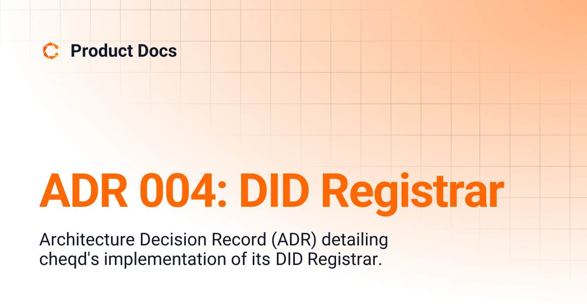 ADR 004: DID Registrar | Product Docs