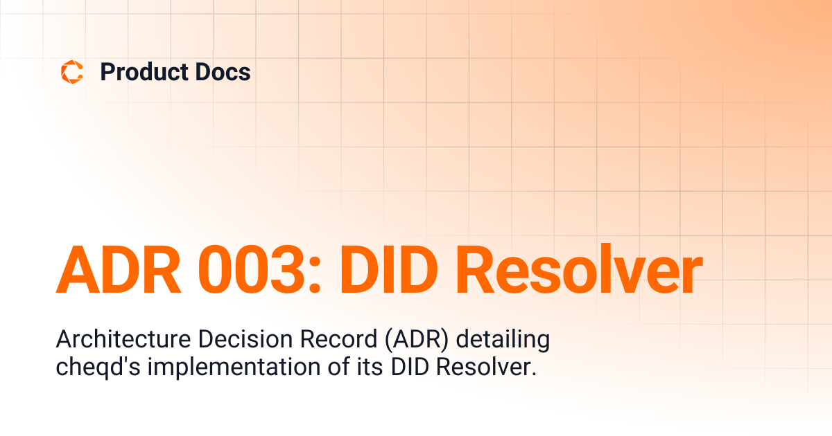 ADR 003: DID Resolver | Product Docs