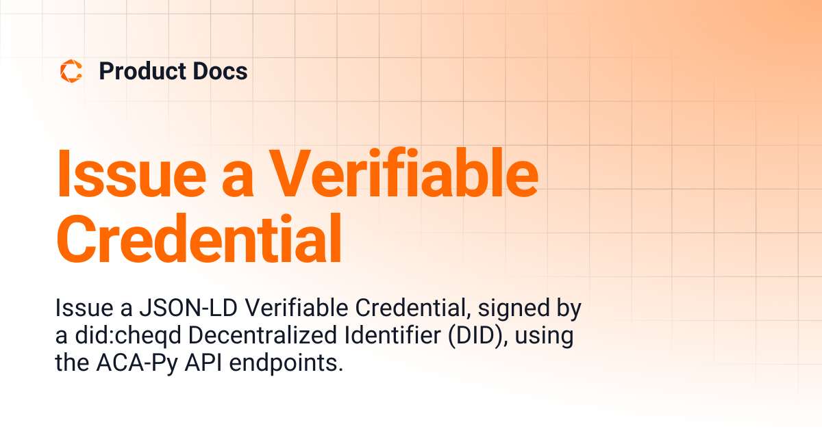 Issue a Verifiable Credential | Product Docs