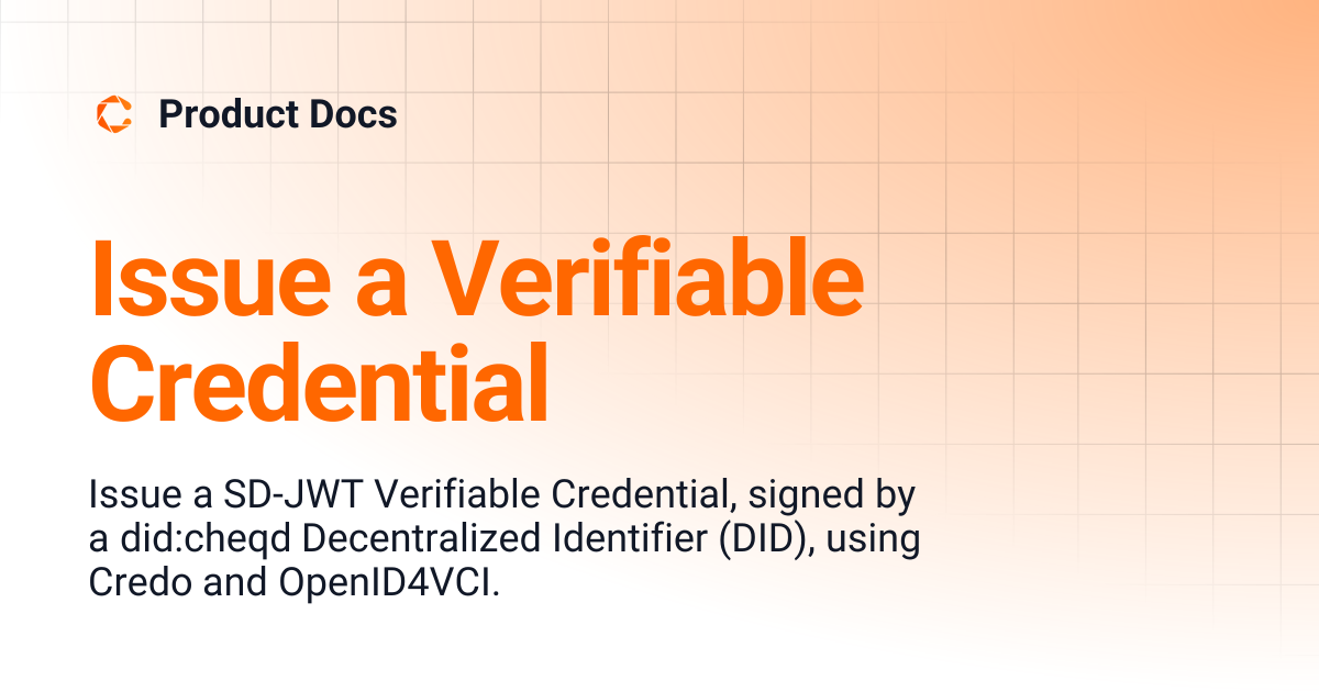 Issue a Verifiable Credential | Product Docs