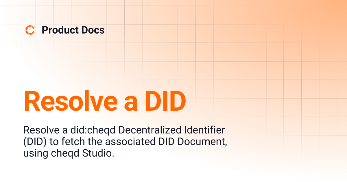 Resolve a DID | Product Docs