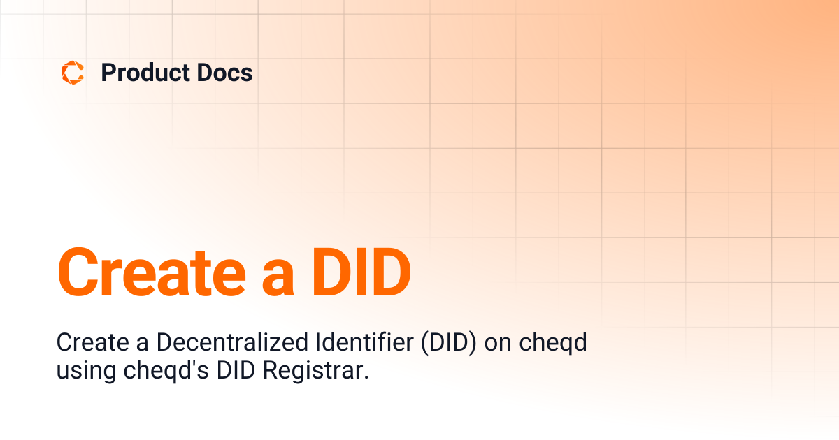 Create a DID | Product Docs